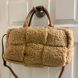 Jill and Ally faux shearling top handle bag